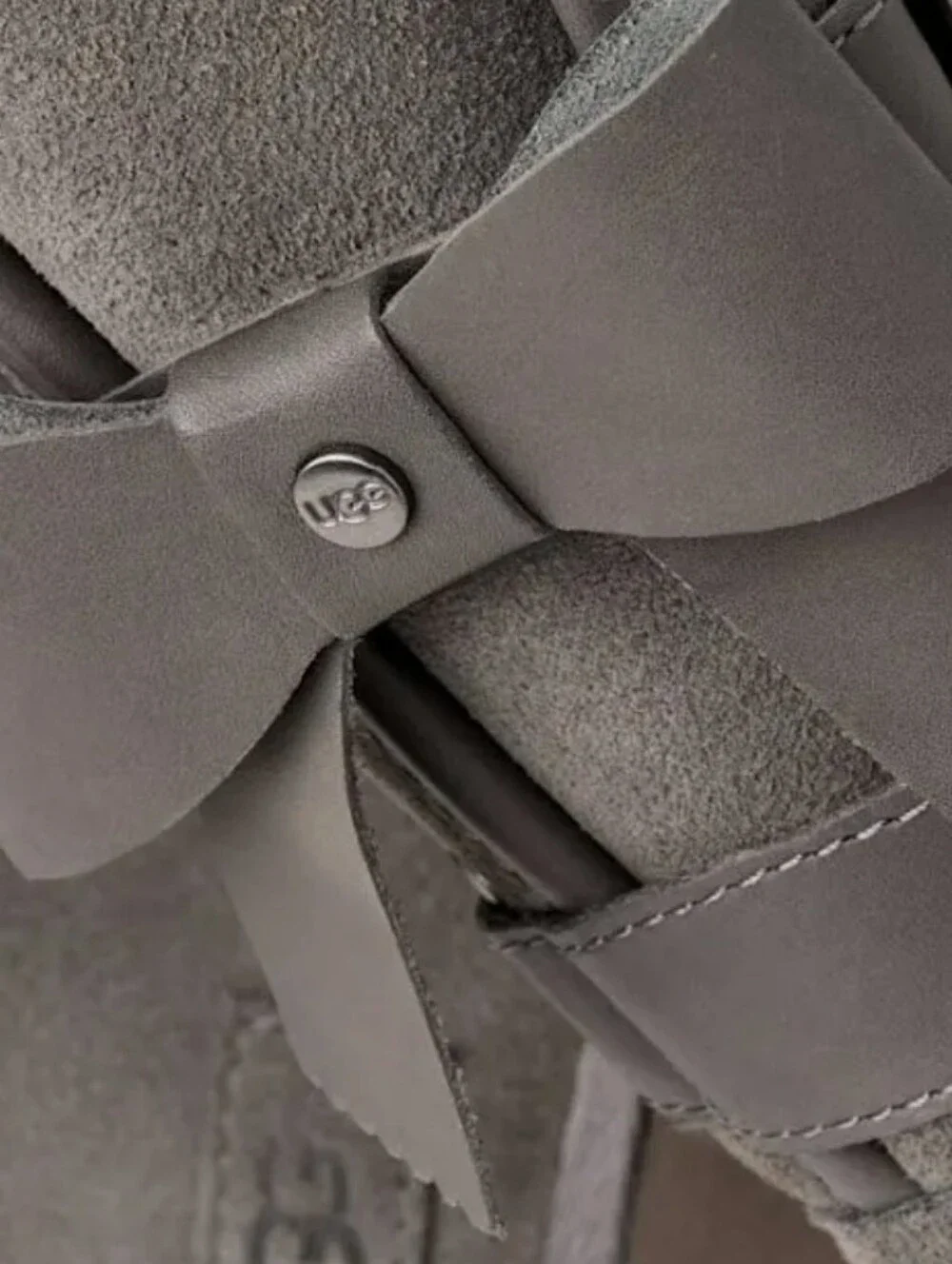 Ugg Bailey Leather Bow Boots- Grey